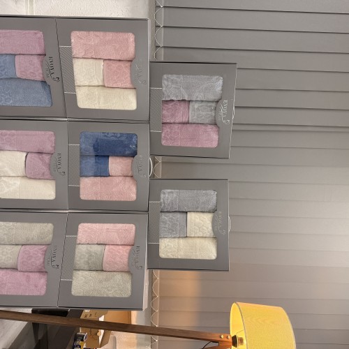 KISMİ KADİFE HAMAM TAKIMI BADEM DESEN %100 PAMUK 50-90 2 ADET+90-150 2 ADET